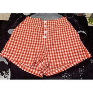 Cider Gingham Checkered High Waisted Shorts with Pockets